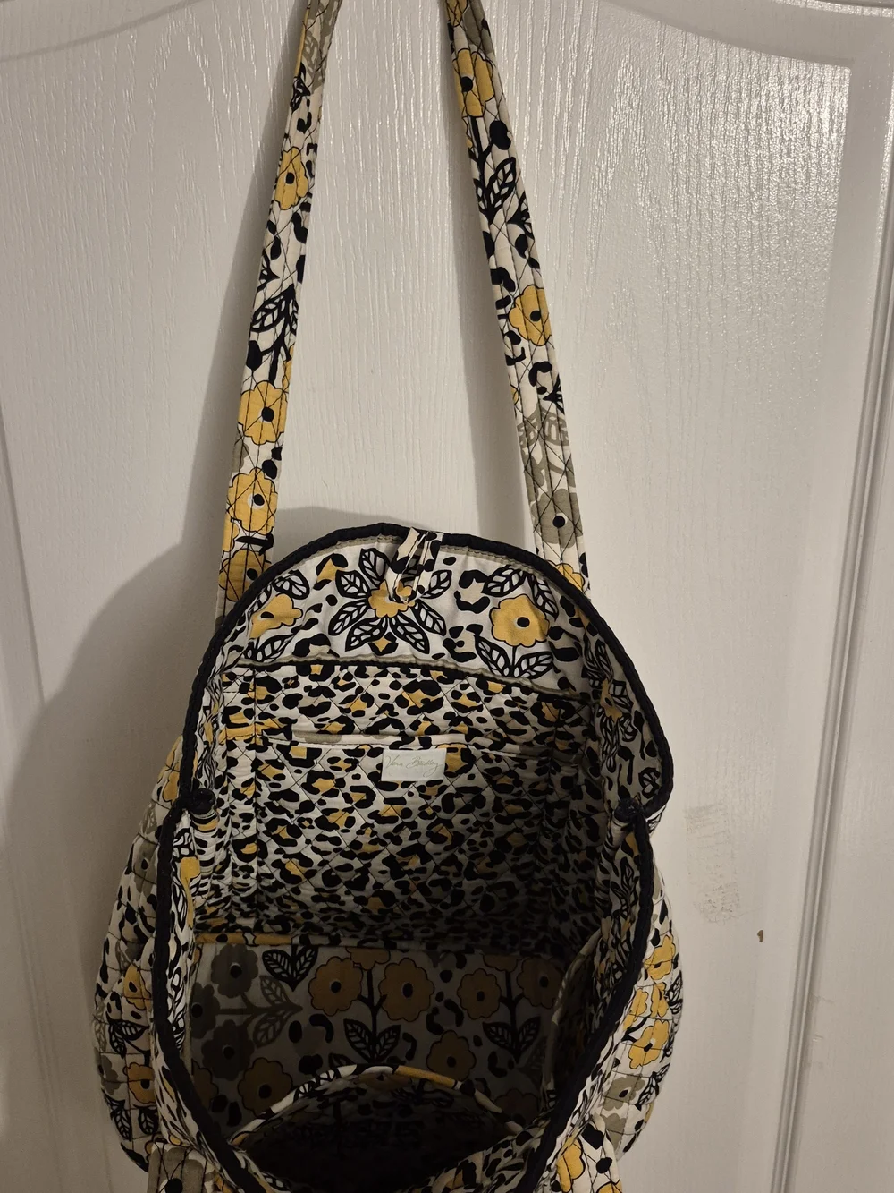 Vera Bradley Yellow and Black Quilted Floral Tote